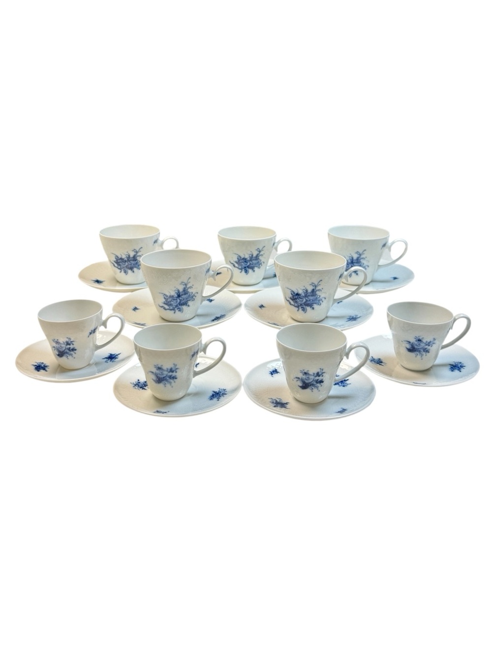18 Pc Vintage Rosenthal Romance Rhapsody in Blue Demitasse & Tea Cups w Saucers